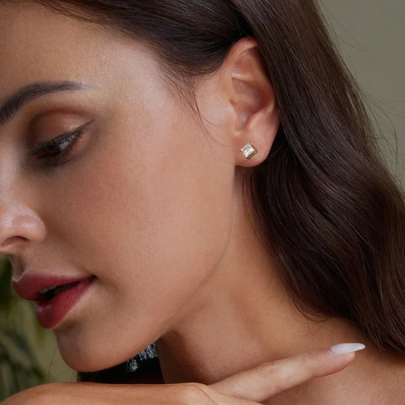 (image pour) Boucles d'oreilles Princesse Moissanite Style PANDORA (Deux Certificats) - MSE04 - Afficher 7