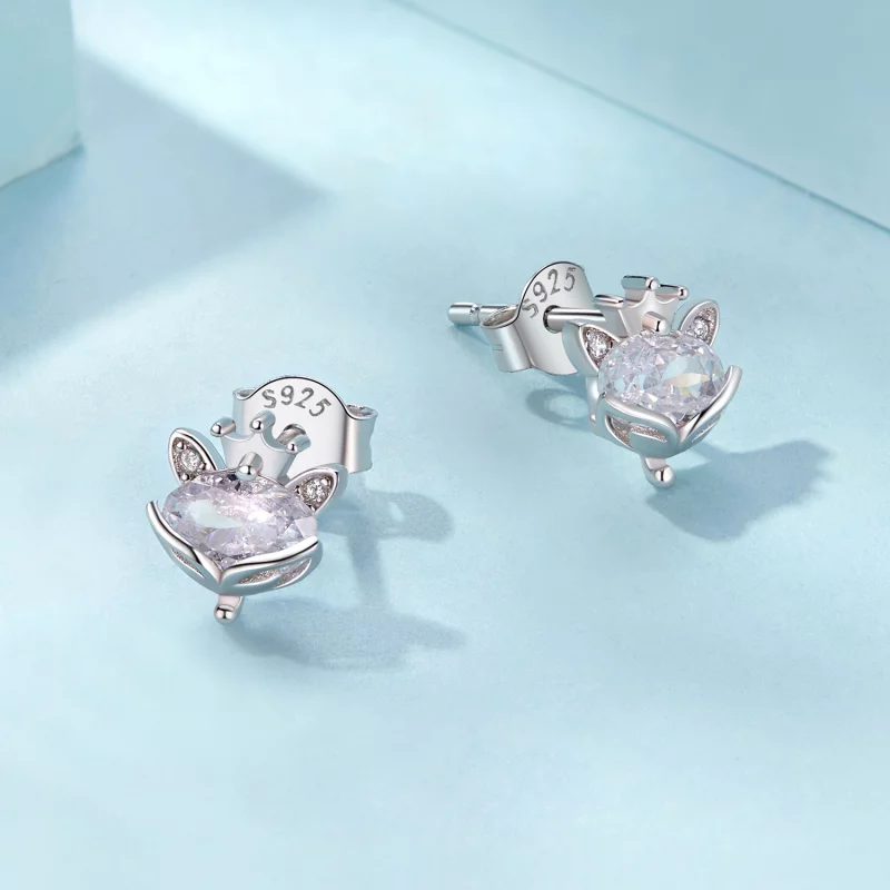 (image pour) Boucles d'oreilles Princesse Renard Couronné Style PANDORA - SCE1708 - Afficher 3
