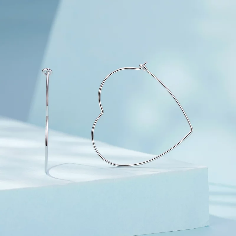 (image pour) Boucles d'oreilles simples en forme de cœur style PANDORA - SCE1711 - Afficher 2