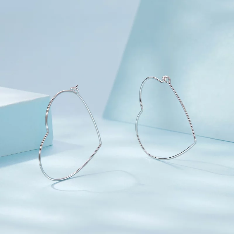 (image pour) Boucles d'oreilles simples en forme de cœur style PANDORA - SCE1711 - Afficher 3