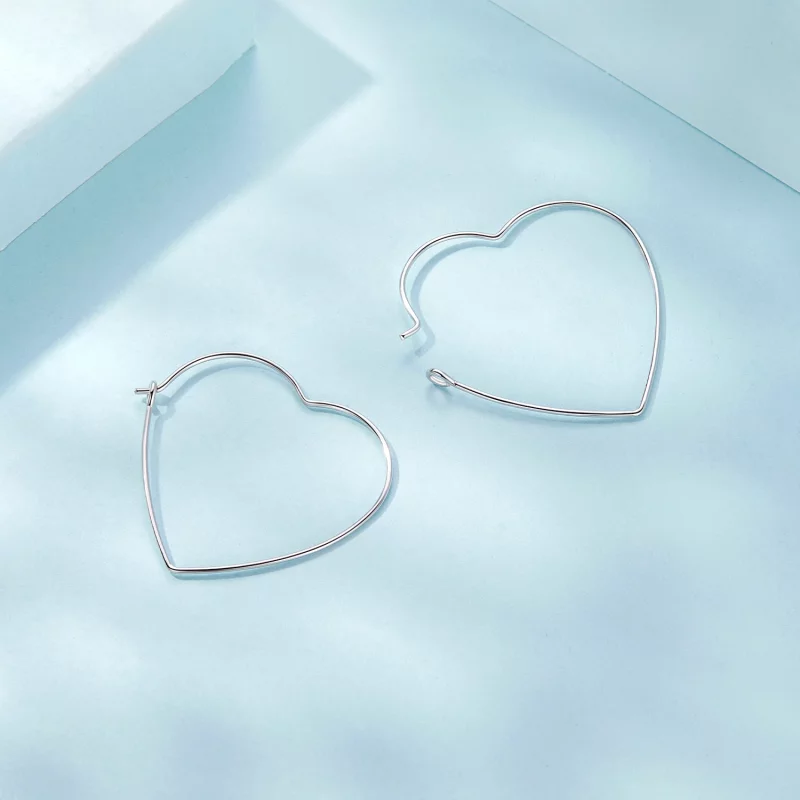 (image pour) Boucles d'oreilles simples en forme de cœur style PANDORA - SCE1711 - Afficher 4