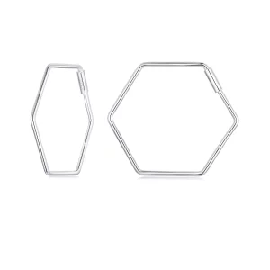 (image pour) Boucles d'oreilles simples hexagonales style PANDORA - SCE1710