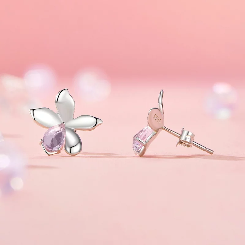 (image pour) Boucles d'oreilles style PANDORA Fleur Rose - SCE1723 - Afficher 4