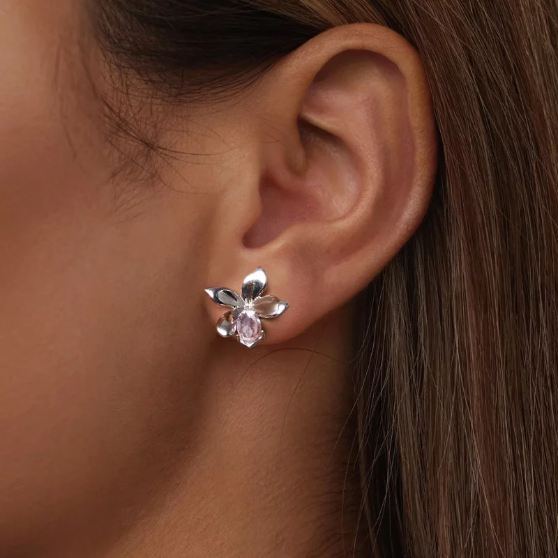 (image pour) Boucles d'oreilles style PANDORA Fleur Rose - SCE1723 - Afficher 6