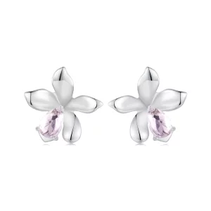 (image pour) Boucles d'oreilles style PANDORA Fleur Rose - SCE1723