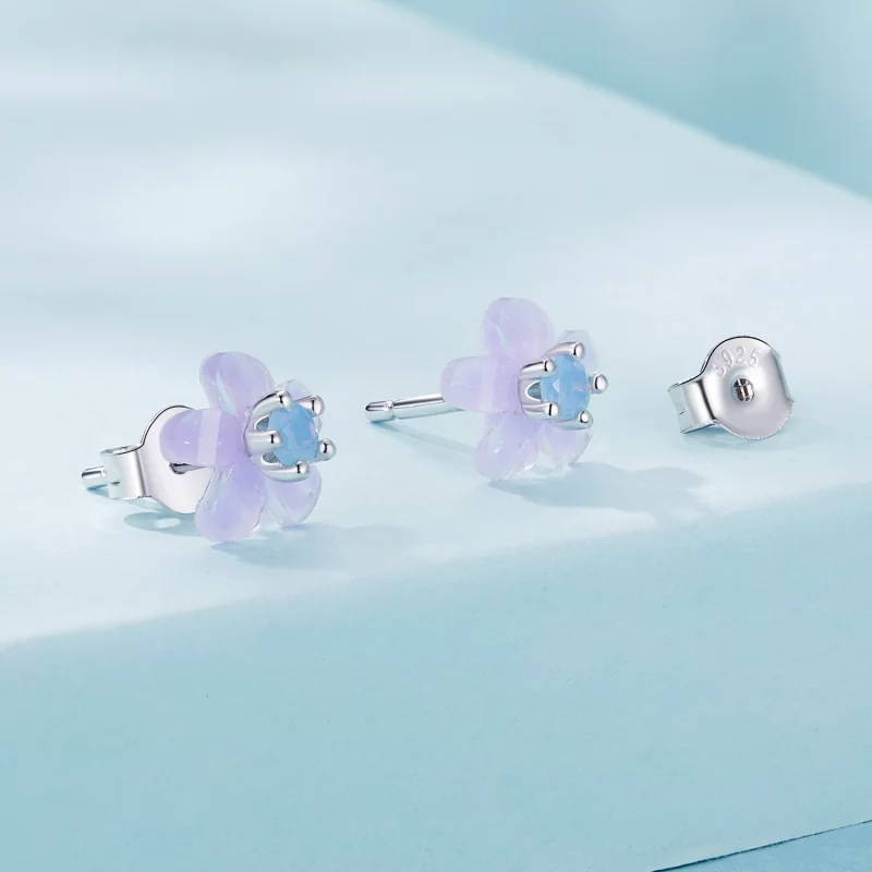(image pour) Boucles d'oreilles style PANDORA Fleur Violette - SCE1733 - Afficher 2