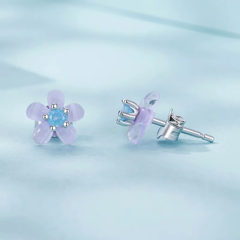 (image pour) Boucles d'oreilles style PANDORA Fleur Violette - SCE1733 - Afficher 4