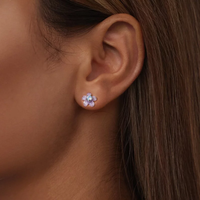 (image pour) Boucles d'oreilles style PANDORA Fleur Violette - SCE1733 - Afficher 5