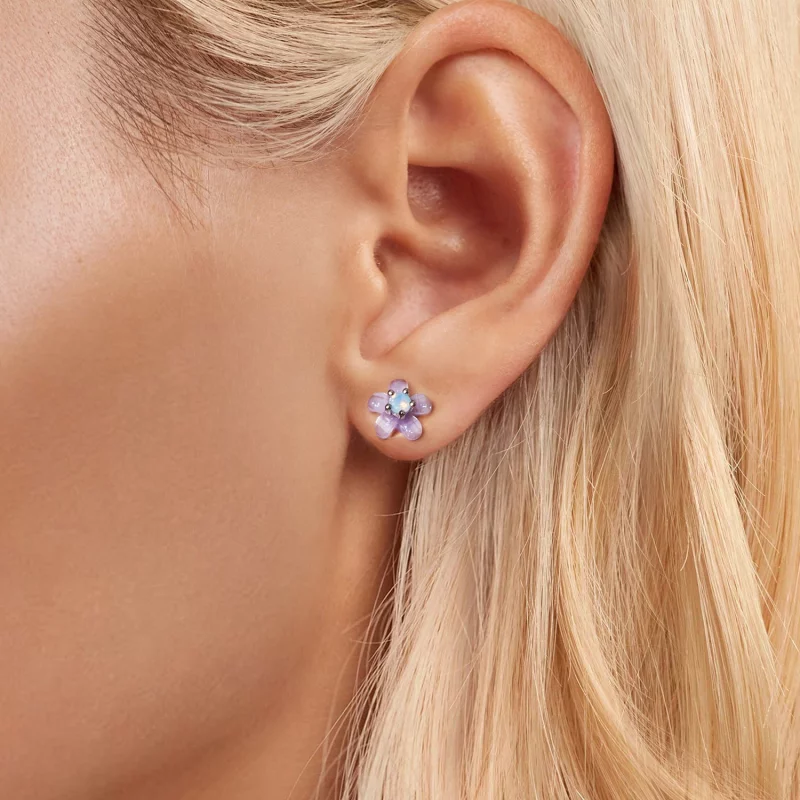 (image pour) Boucles d'oreilles style PANDORA Fleur Violette - SCE1733 - Afficher 6