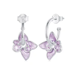 (image pour) Boucles d'oreilles style PANDORA à fleurs violettes - BSE976