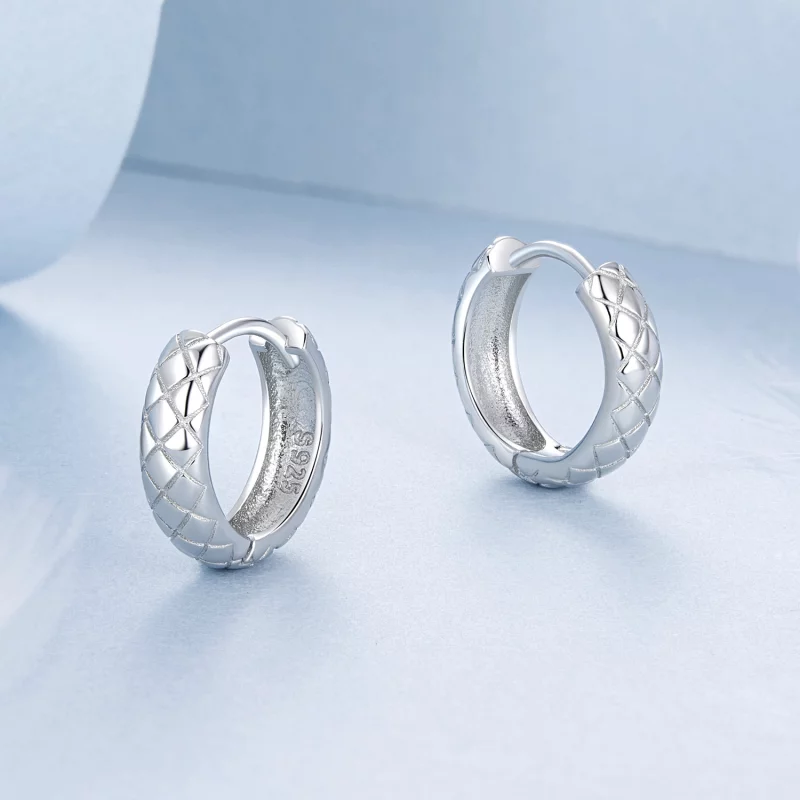 (image pour) Boucles d'oreilles style PANDORA à motif diamant - BSE983 - Afficher 3