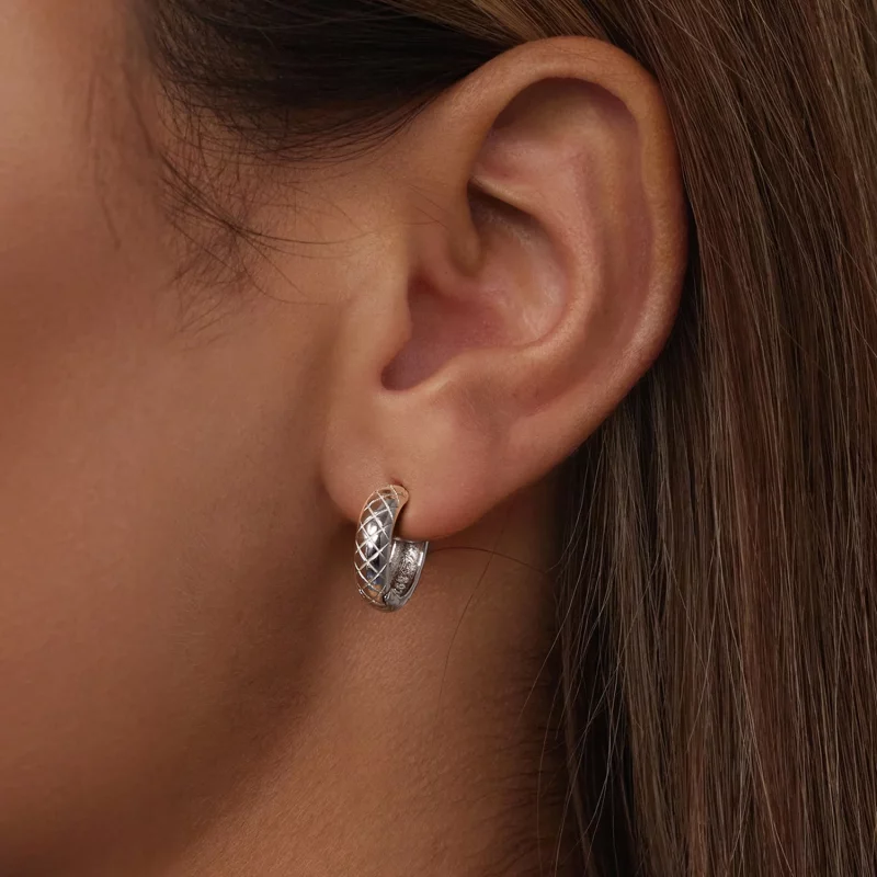 (image pour) Boucles d'oreilles style PANDORA à motif diamant - BSE983 - Afficher 5