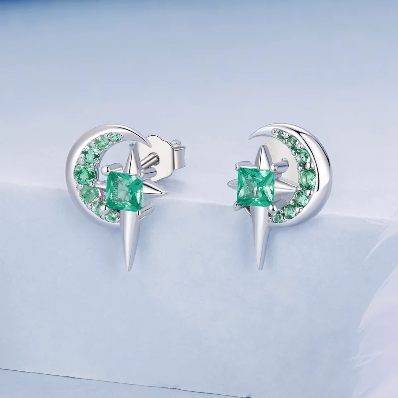 (image pour) Boucles d'oreilles Étoile et Lune Style PANDORA - BSE972 - Afficher 2