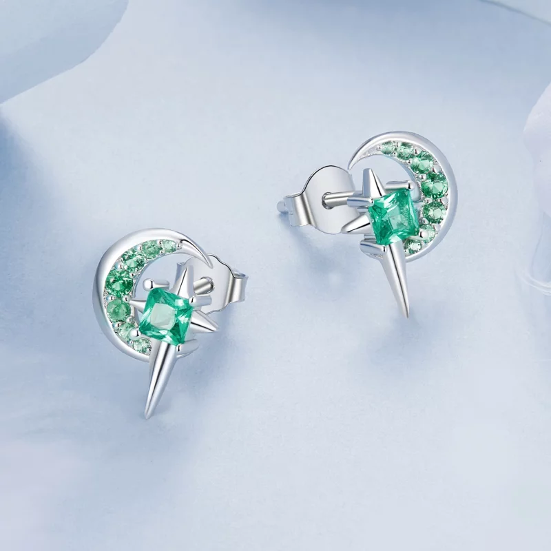(image pour) Boucles d'oreilles Étoile et Lune Style PANDORA - BSE972 - Afficher 3