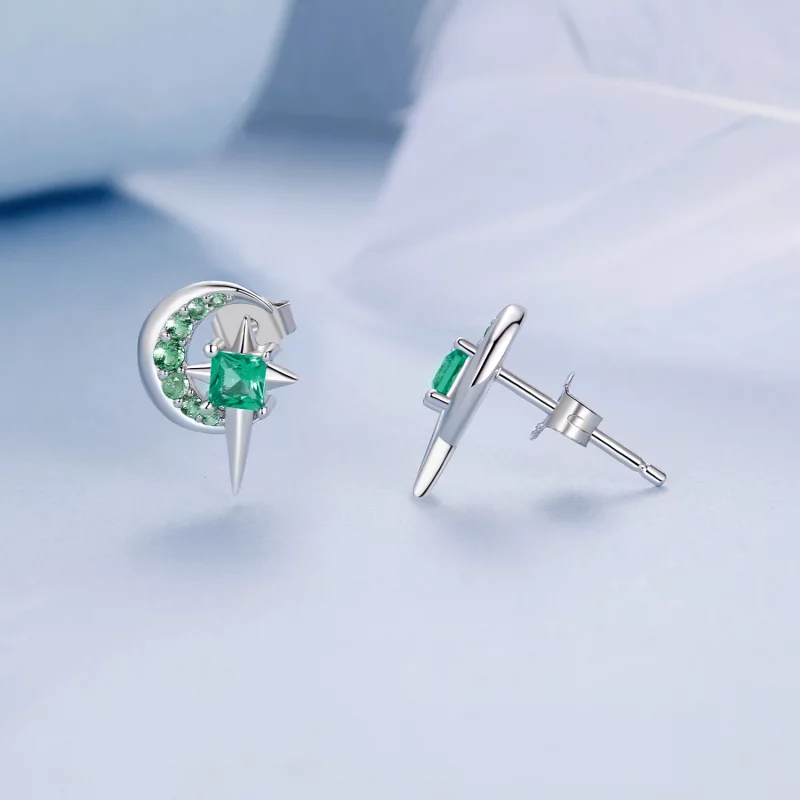 (image pour) Boucles d'oreilles Étoile et Lune Style PANDORA - BSE972 - Afficher 4