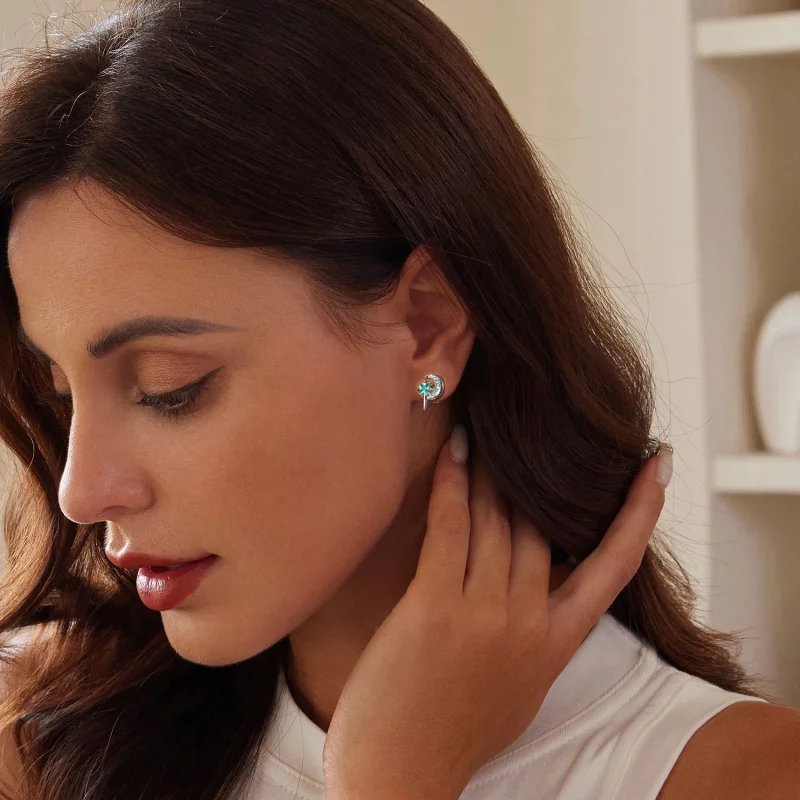 (image pour) Boucles d'oreilles Étoile et Lune Style PANDORA - BSE972 - Afficher 6