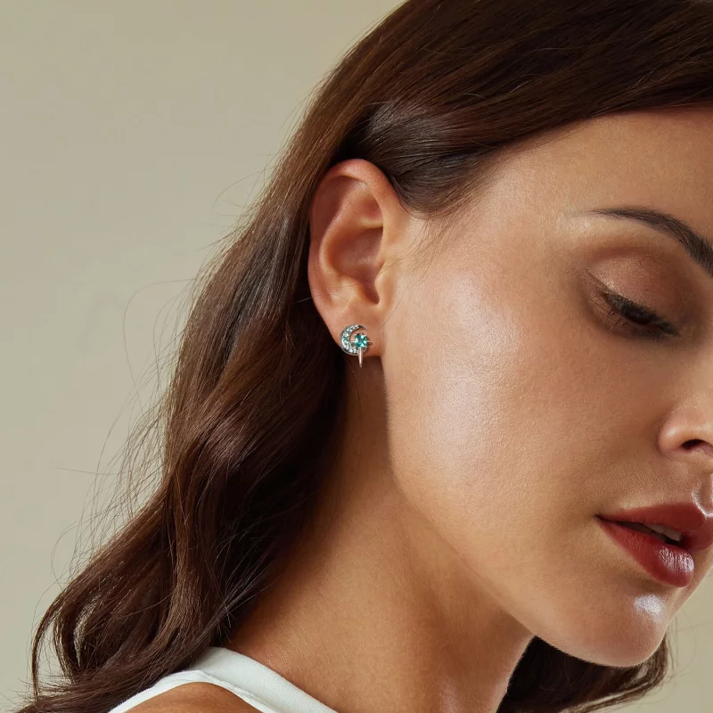 (image pour) Boucles d'oreilles Étoile et Lune Style PANDORA - BSE972 - Afficher 7