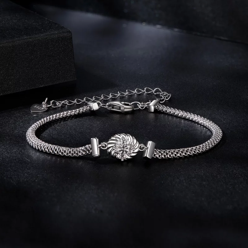 (image pour) Bracelet en argent sterling tressé style PANDORA avec Moissanite (Un certificat) - Afficher 3