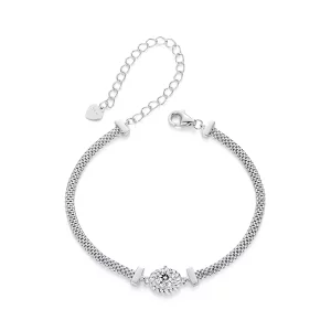 Bracelet en argent sterling tressé style PANDORA avec Moissanite (Un certificat) - MSB015 (image pour) Bracelet en argent sterling tressé style PANDORA avec Moissanite (Un certificat) - MSB015