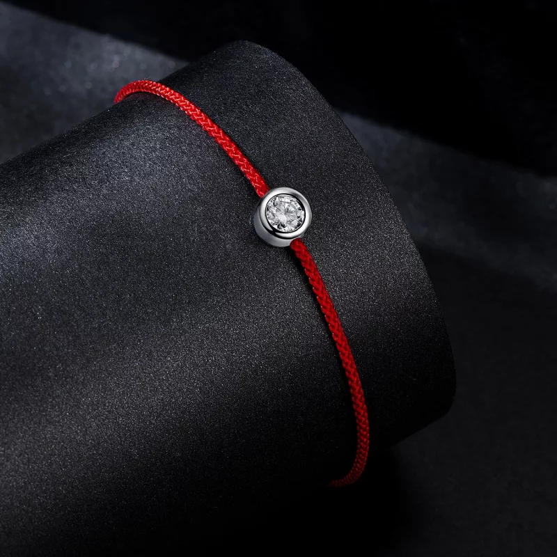 (image pour) Bracelet Style PANDORA en Moissanite Exquis avec Cordon Rouge (Un Certificat) - - Afficher 2