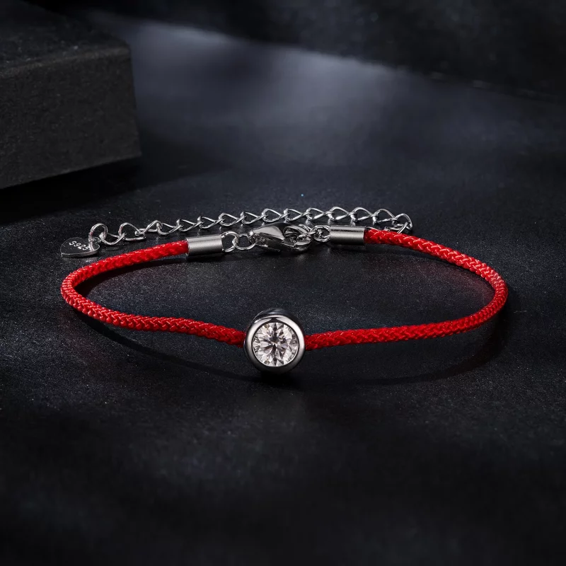 (image pour) Bracelet Style PANDORA en Moissanite Exquis avec Cordon Rouge (Un Certificat) - - Afficher 3