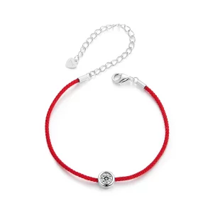 (image pour) Bracelet Style PANDORA en Moissanite Exquis avec Cordon Rouge (Un Certificat) - MSB014