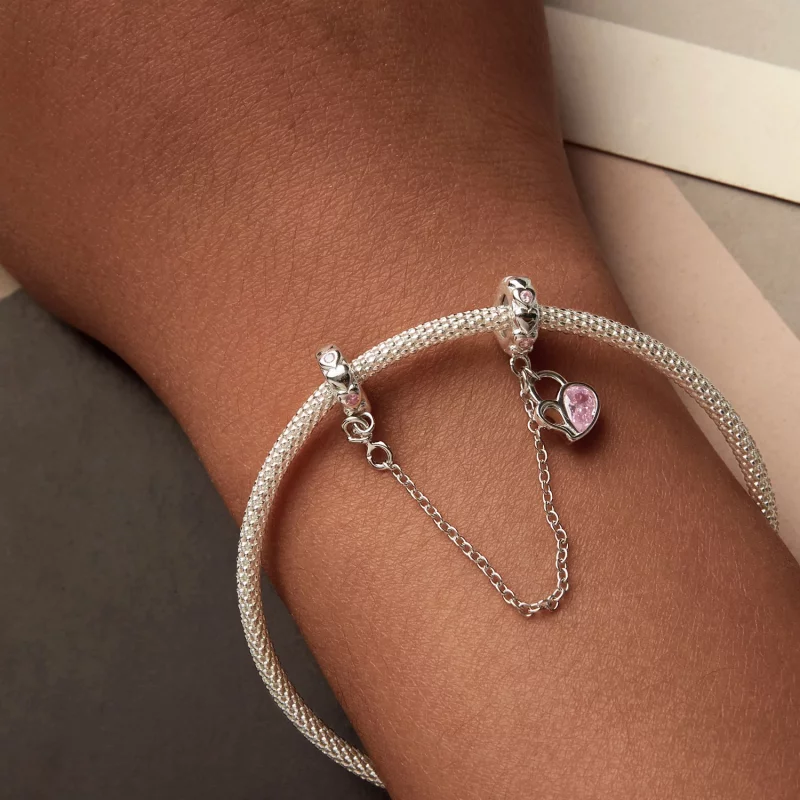 (image pour) Chaîne de sécurité cadenas cœur amoureux style PANDORA - BSC975 - Afficher 6