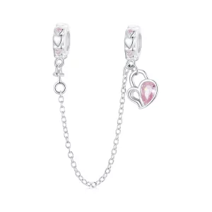 (image pour) Chaîne de sécurité cadenas cœur amoureux style PANDORA - BSC975