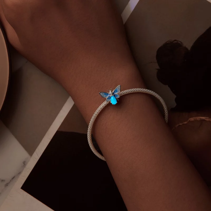 (image pour) Charme Abeille Bleu Lumineux Style PANDORA - SCC2734 - Afficher 4