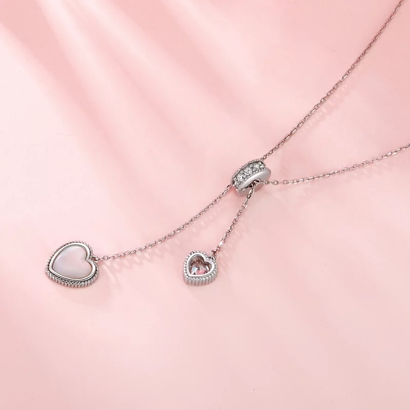 (image pour) Collier Chaîne en Y Style PANDORA Coquillage Blanc Battement de Cœur - BSN372 - Afficher 3