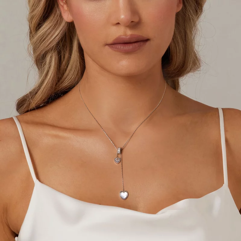 (image pour) Collier Chaîne en Y Style PANDORA Coquillage Blanc Battement de Cœur - BSN372 - Afficher 6