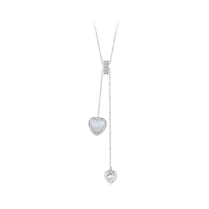 Collier Chaîne en Y Style PANDORA Coquillage Blanc Battement de Cœur - BSN372 (image pour) Collier Chaîne en Y Style PANDORA Coquillage Blanc Battement de Cœur - BSN372
