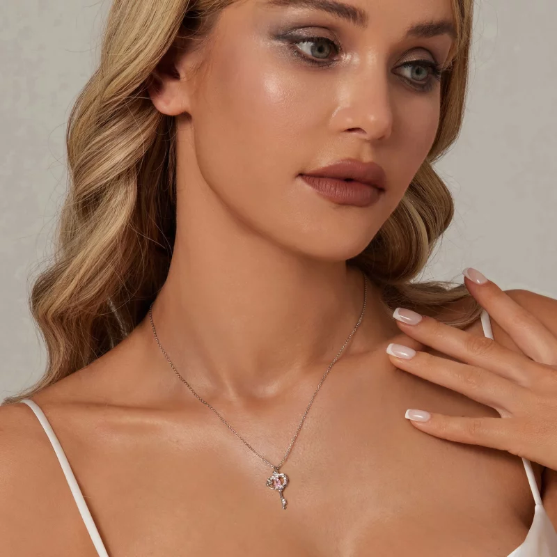 (image pour) Collier Clé Cœur Vigne Papillon Style PANDORA - SCN518 - Afficher 6
