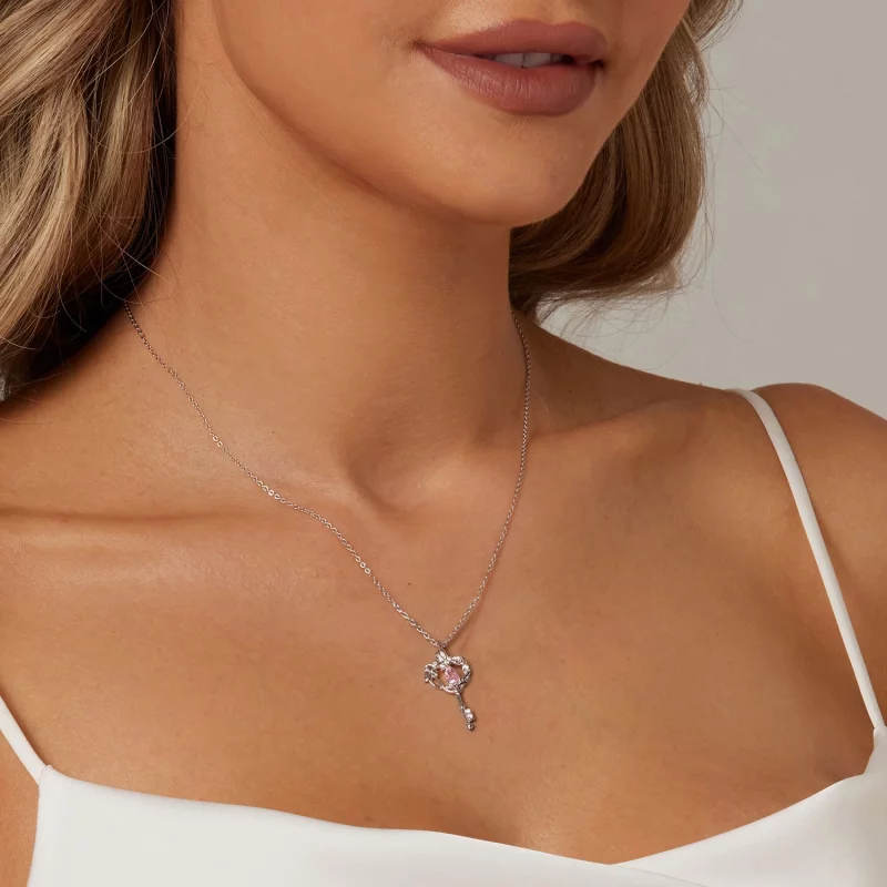 (image pour) Collier Clé Cœur Vigne Papillon Style PANDORA - SCN518 - Afficher 7