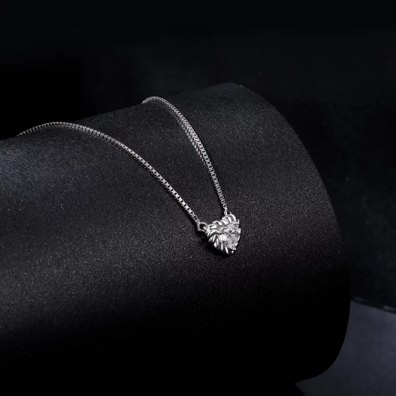 (image pour) Collier Clavicule en Moissanite en Forme de Cœur Style PANDORA Exquis (Un Certif - Afficher 2