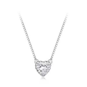 (image pour) Collier Clavicule en Moissanite en Forme de Cœur Style PANDORA Exquis (Un Certificat) - MSN032