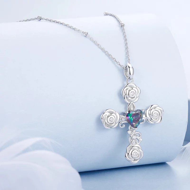 (image pour) Collier Croix Rose Style PANDORA - BSN379 - Afficher 2