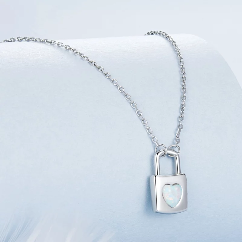 (image pour) Collier Cœur Verrouillé Style PANDORA - BSN377 - Afficher 2