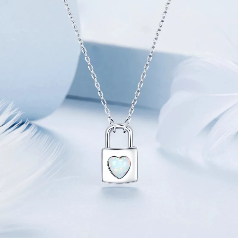 (image pour) Collier Cœur Verrouillé Style PANDORA - BSN377 - Afficher 3