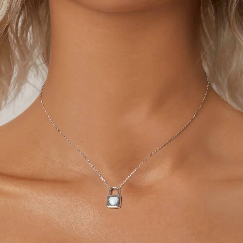 (image pour) Collier Cœur Verrouillé Style PANDORA - BSN377 - Afficher 5