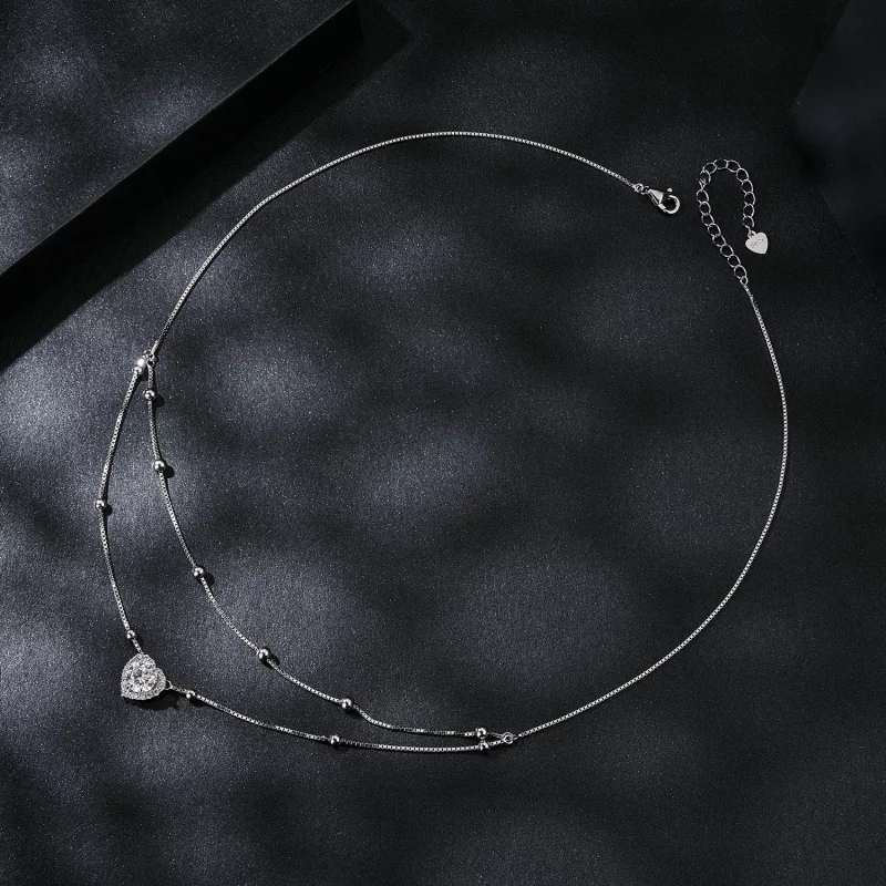 (image pour) Collier Double Moissanite Style PANDORA (Un Certificat) - MSN033 - Afficher 3