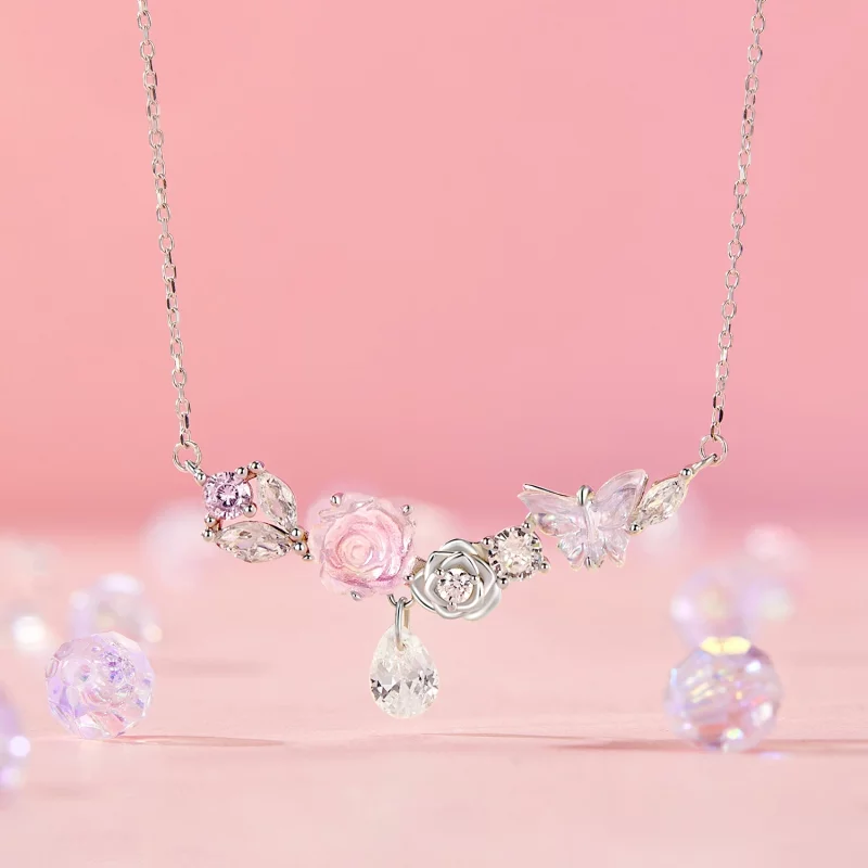 (image pour) Collier Fantaisie Papillon Fleur de Style PANDORA - SCN521 - Afficher 2