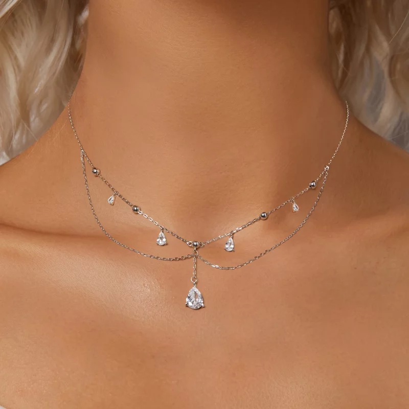 (image pour) Collier à Franges Goutte d'Eau Style PANDORA - BSN383 - Afficher 5