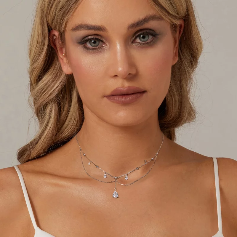 (image pour) Collier à Franges Goutte d'Eau Style PANDORA - BSN383 - Afficher 6