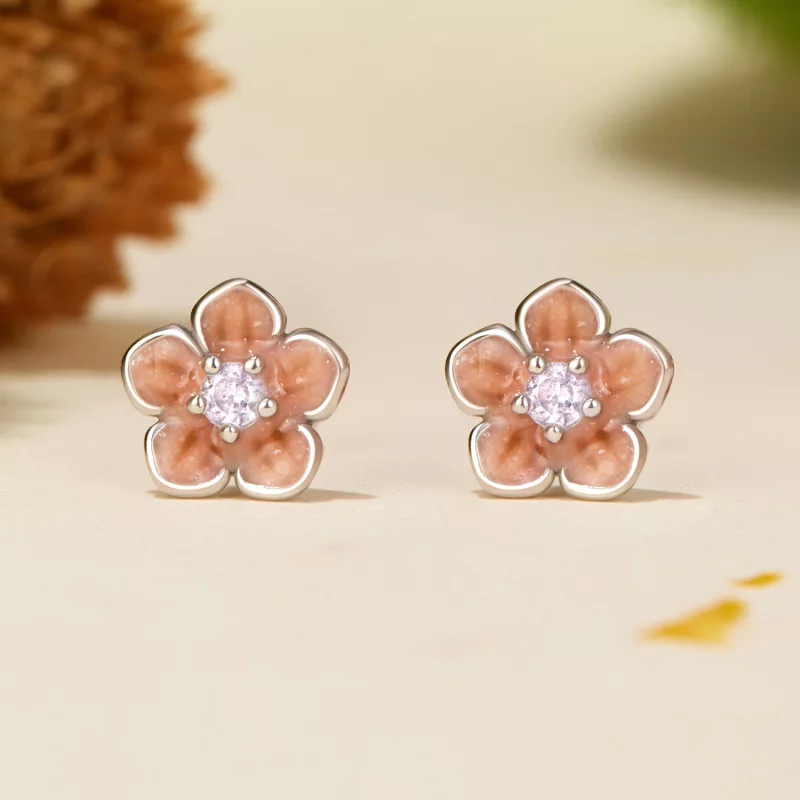 (image pour) PANDORA Style Boucles d'oreilles Romantiques Fleur de Cerisier - BSE992 - Afficher 2
