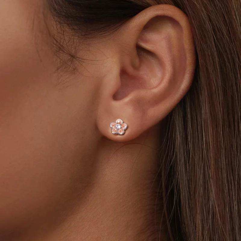 (image pour) PANDORA Style Boucles d'oreilles Romantiques Fleur de Cerisier - BSE992 - Afficher 6
