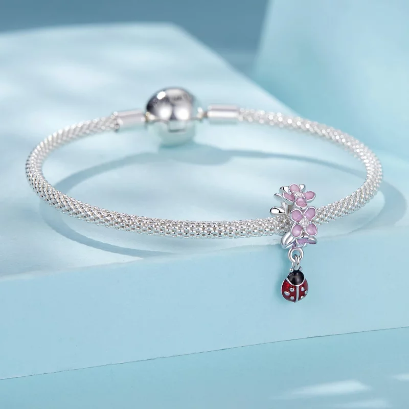 (image pour) PANDORA Style Flower Ladybug Separator Dangle - SCC2740 - Afficher 3