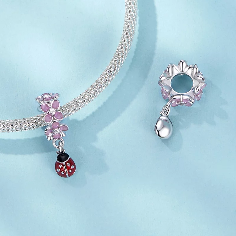 (image pour) PANDORA Style Flower Ladybug Separator Dangle - SCC2740 - Afficher 4