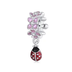 (image pour) PANDORA Style Flower Ladybug Separator Dangle - SCC2740