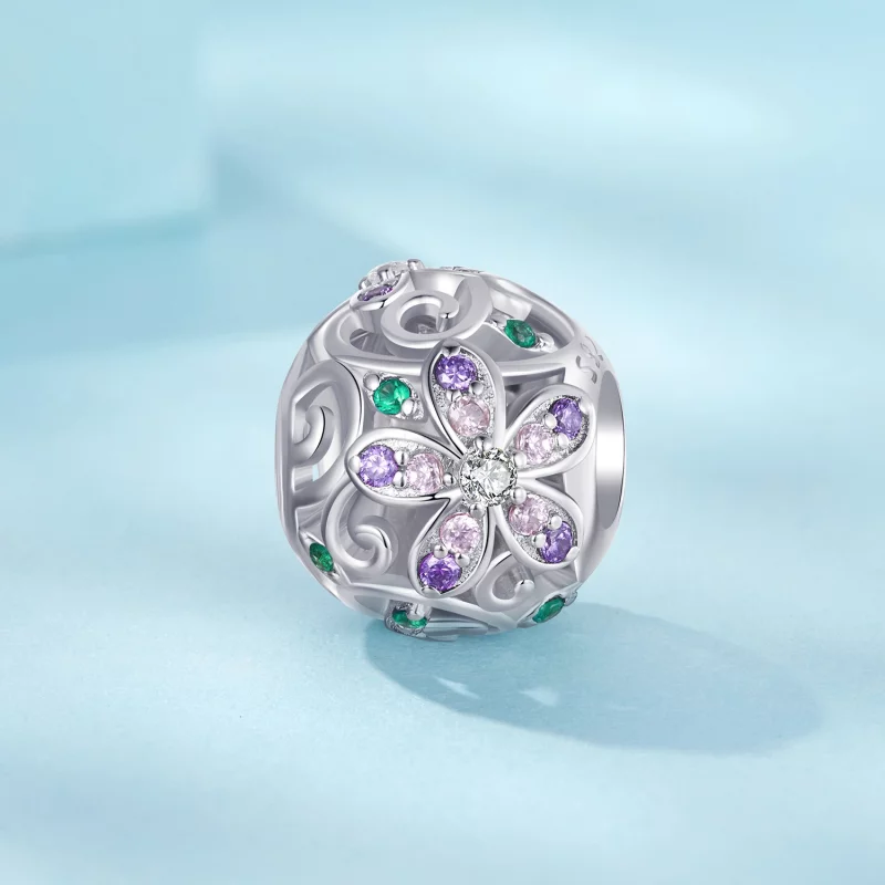(image pour) Perles de Style PANDORA à Motif de Vigne Florale - SCC2741 - Afficher 2